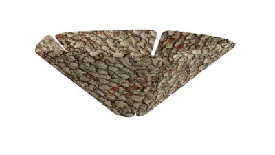 A rendering of a flower with a bark texture.