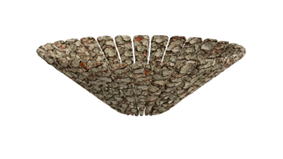 A rendering of a flower with a bark texture.