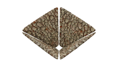 A rendering of a flower with a bark texture.