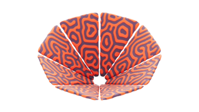 A rendering of a flower with a reactiondiffusion texture.