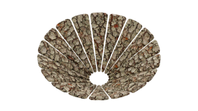 A rendering of a flower with a bark texture.