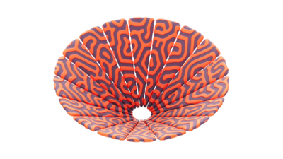 A rendering of a flower with a reactiondiffusion texture.