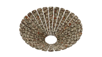 A rendering of a flower with a bark texture.