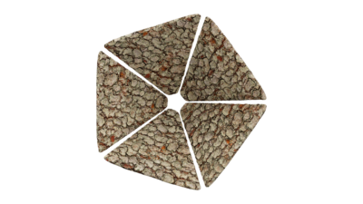 A rendering of a flower with a bark texture.