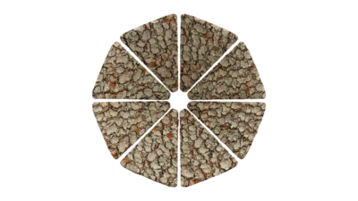 A rendering of a flower with a bark texture.