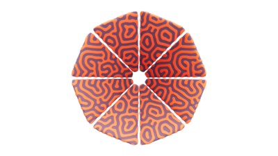 A rendering of a flower with a reactiondiffusion texture.