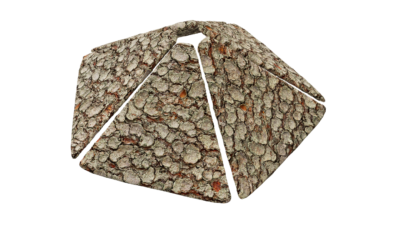 A rendering of a flower with a bark texture.