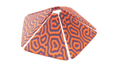 A rendering of a flower with a reactiondiffusion texture.