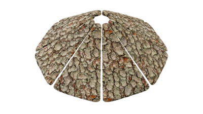 A rendering of a flower with a bark texture.