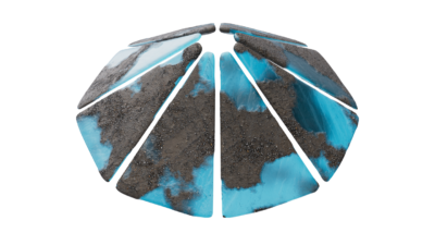 A rendering of a flower with a glacier texture.