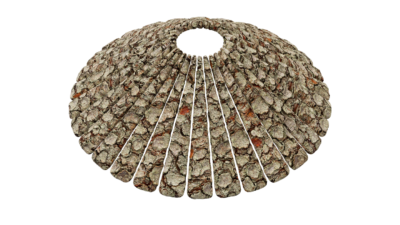 A rendering of a flower with a bark texture.