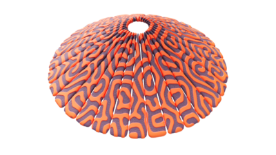 A rendering of a flower with a reactiondiffusion texture.