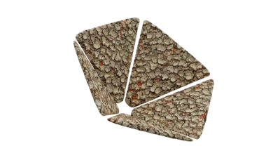 A rendering of a flower with a bark texture.