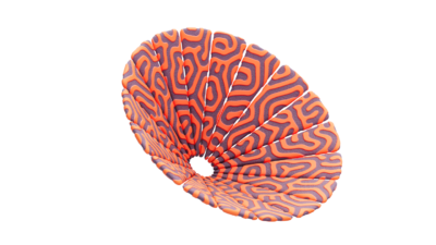 A rendering of a flower with a reactiondiffusion texture.