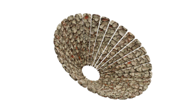 A rendering of a flower with a bark texture.