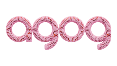 A rendering of the Agog logo with a crochet texture.