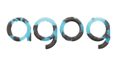 A rendering of the Agog logo with a glacier texture.