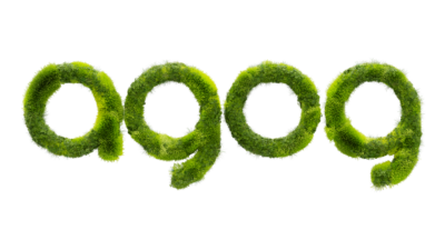 A rendering of the Agog logo with a moss texture.