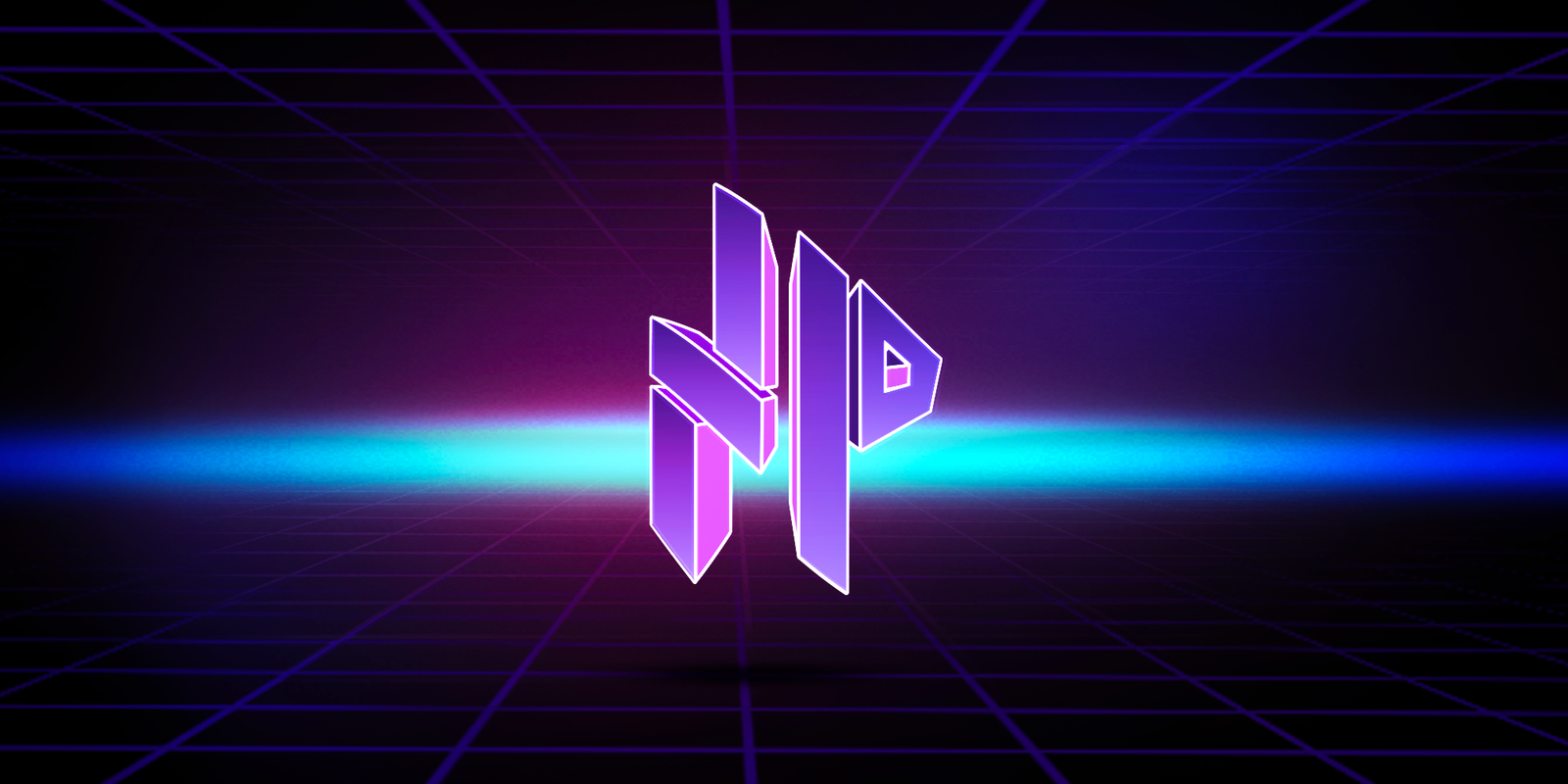 Glowing 'NP' logo on astral background.