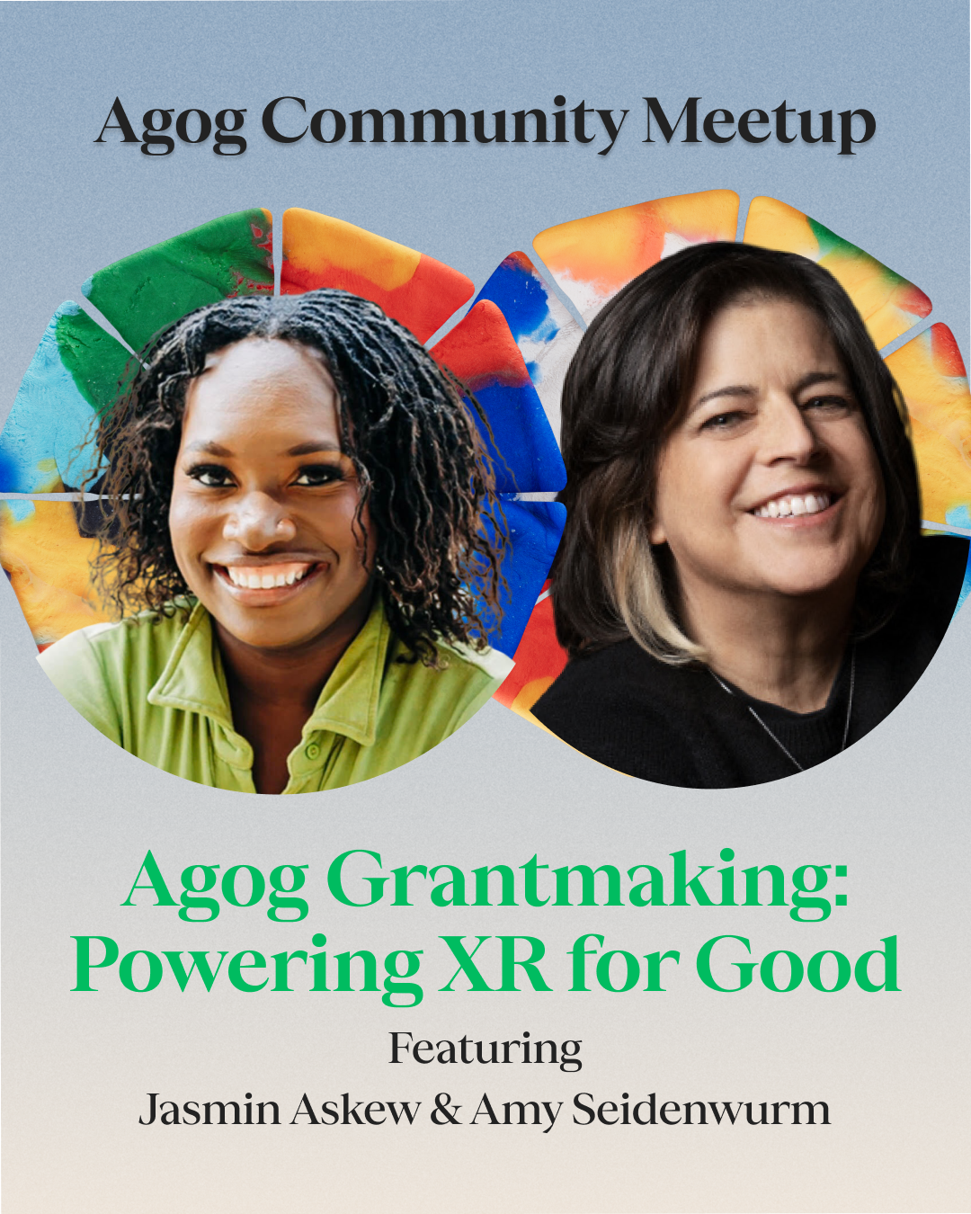 Agog Community Meetup promotional asset feature Amy Seidenwurm and Jasmin Askew